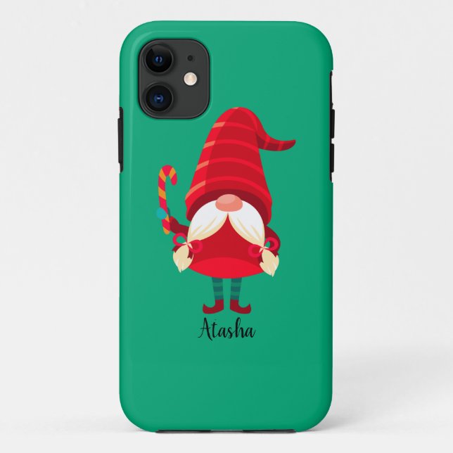 Christmas Gnome Holding A Candy Cane Case-Mate iPhone Case (Back)