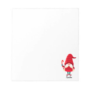 Christmas Gnome Holding A Candy Cane Notepad