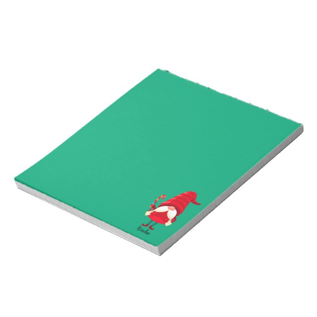Christmas Gnome Holding A Candy Cane Notepad (Rotated)