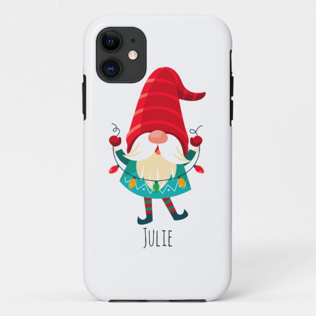 Christmas Gnome Holding Christmas Lights Case-Mate iPhone Case (Back)
