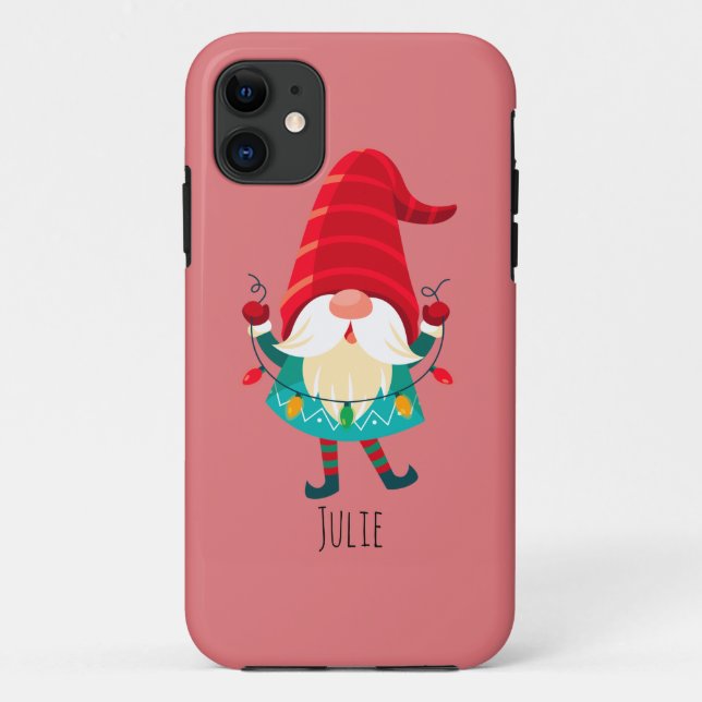 Christmas Gnome Holding Christmas Lights Case-Mate iPhone Case (Back)