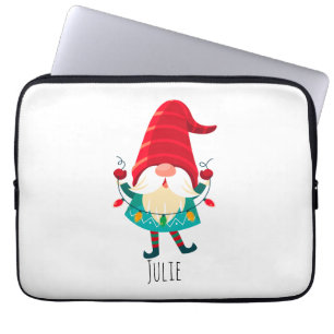 Christmas Gnome Holding Christmas Lights Laptop Sleeve