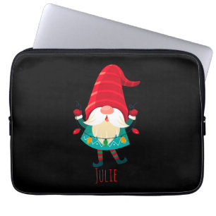 Christmas Gnome Holding Christmas Lights Laptop Sleeve