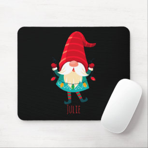 Christmas Gnome Holding Christmas Lights Mouse Pad