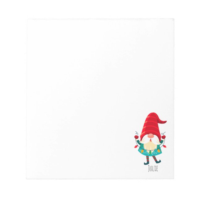 Christmas Gnome Holding Christmas Lights Notepad (Front)
