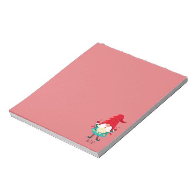 Christmas Gnome Holding Christmas Lights Notepad (Rotated)