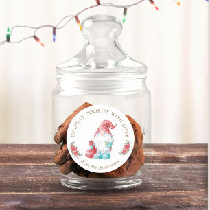 Christmas Gnome Holiday Cookie Exchange Monogram Classic Round Sticker