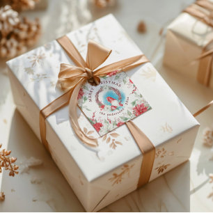 Christmas Gnome Holiday Elegant Floral Favour Tags