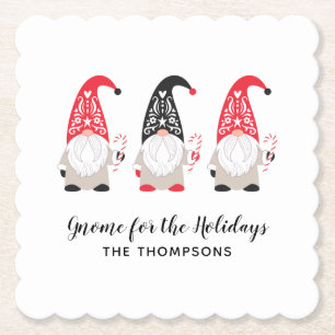Christmas Gnome Holiday Paper Coaster