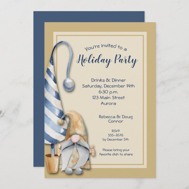 Christmas Gnome Holiday Party Invitation (Front/Back)