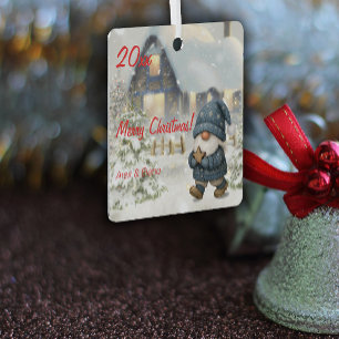 Christmas gnome house photo Square Ornament