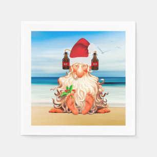 Christmas Gnome in a Beer Hat Funny Napkin