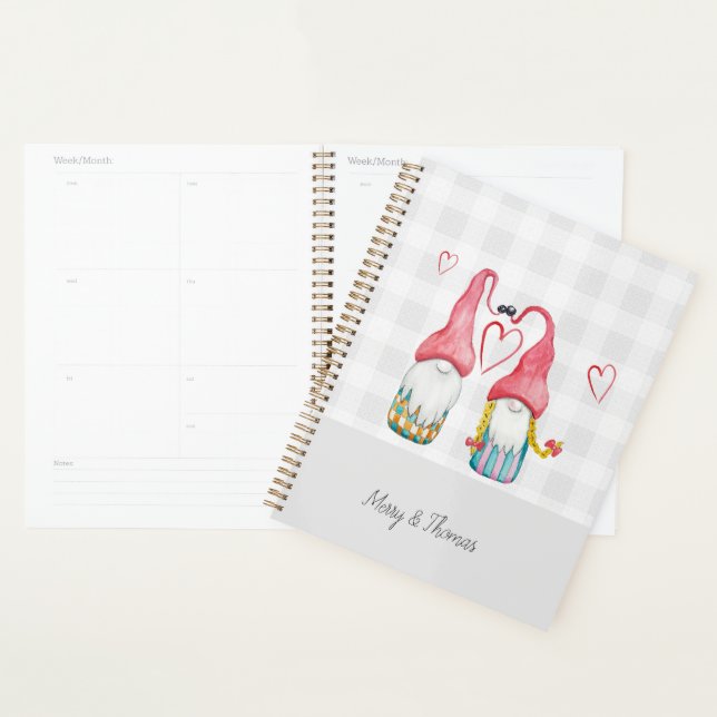 Christmas Gnome In Love Watercolor Hand-painted M Planner (Display)