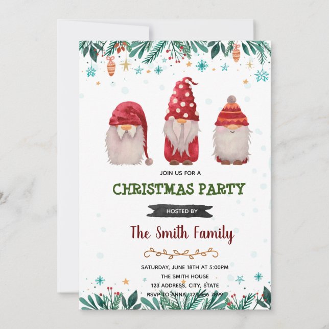 Christmas gnome invitation (Front)
