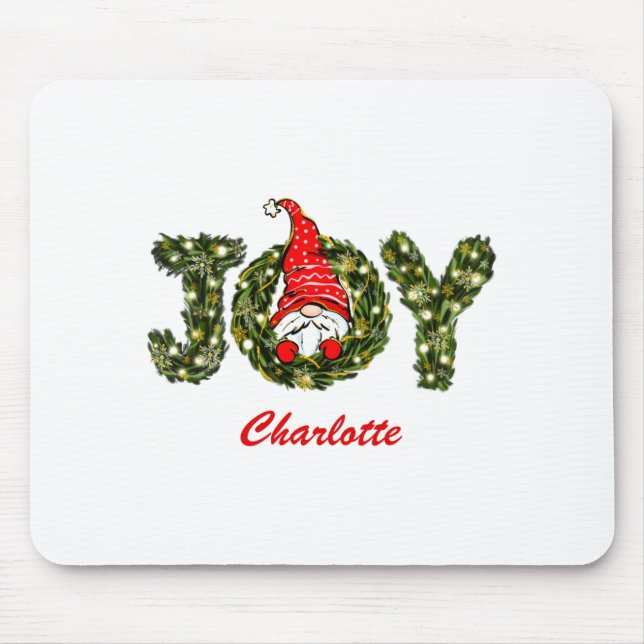 Christmas Gnome Joy Red Green White  Mouse Pad (Front)