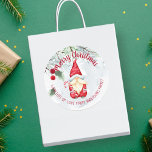 Christmas gnome Merry Christmas personalised  Classic Round Sticker<br><div class="desc">Christmas gnome Merry Christmas personalised  stickers.</div>