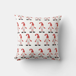 Christmas Gnome Nordic Grey Red White Pattern Cushion