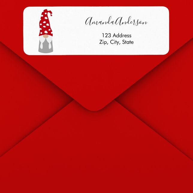 Christmas gnome nordic modern address return label (Creator Uploaded)