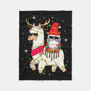 Christmas Gnome On Llama, Cute Alpaca Chanukah Chr Fleece Blanket