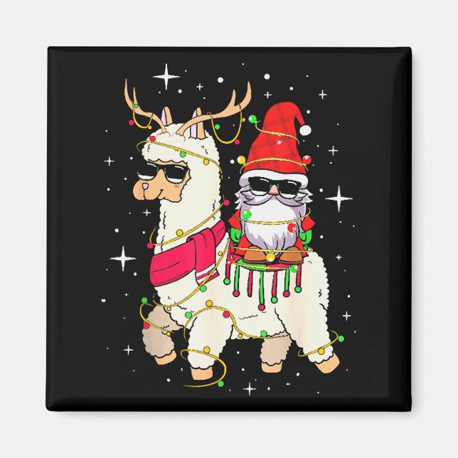 Christmas Gnome On Llama, Cute Alpaca Chanukah Chr Magnet (Front)