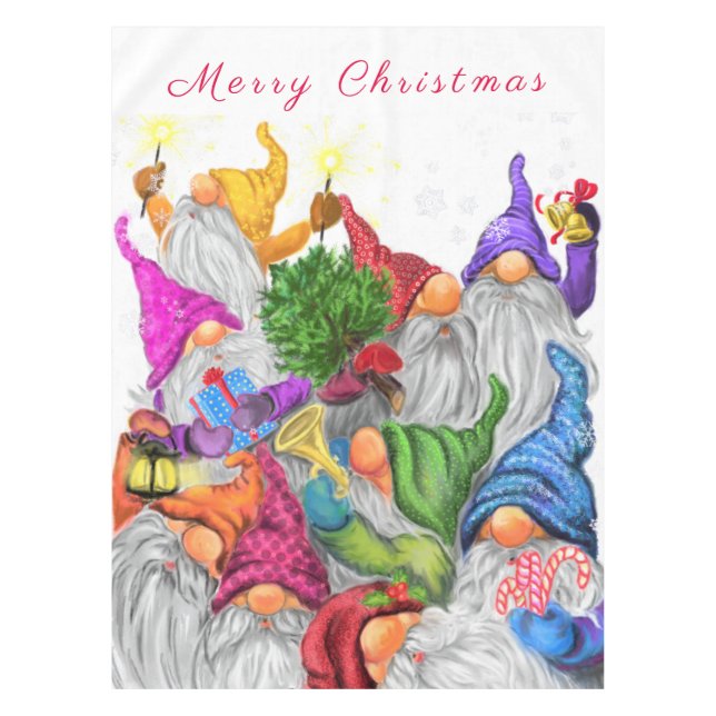 Christmas Gnome Party Funny Tablecloth (Front)