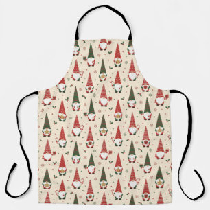 Christmas Gnome Party Pattern Apron