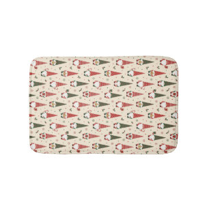 Christmas Gnome Party Pattern Bath Mat