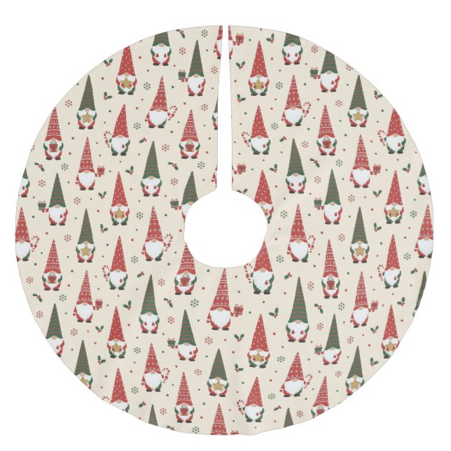 Christmas Gnome Party Pattern Brushed Polyester Tree Skirt (Front)