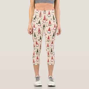 Christmas Gnome Party Pattern Capri Leggings