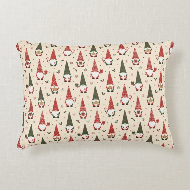 Christmas Gnome Party Pattern Decorative Cushion (Front)