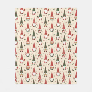 Christmas Gnome Party Pattern Fleece Blanket