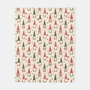 Christmas Gnome Party Pattern Fleece Blanket