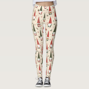Christmas Gnome Party Pattern Leggings