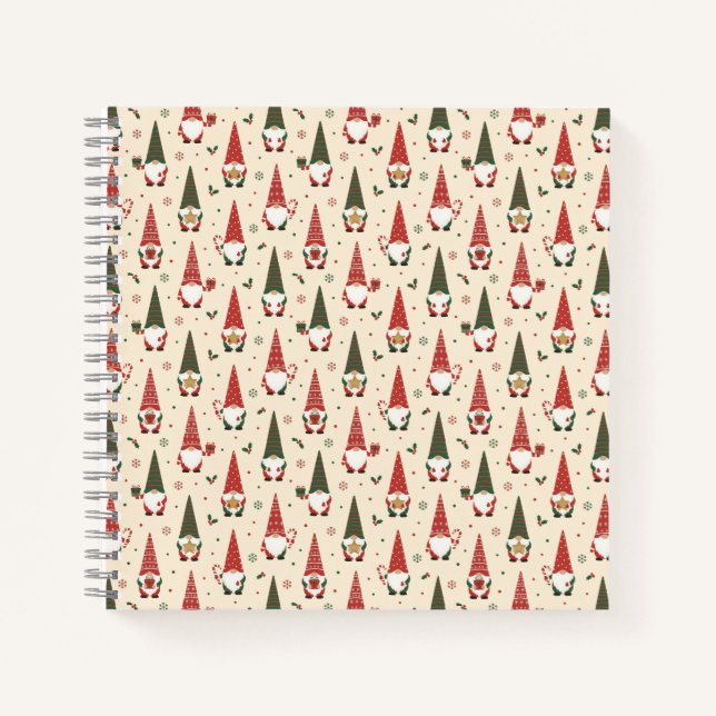 Christmas Gnome Party Pattern Notebook (Front)