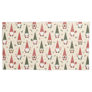 Christmas Gnome Party Pattern Pillowcase