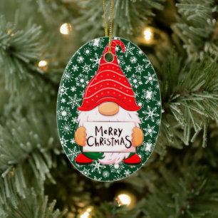 Christmas Gnome personalised Ceramic Ornament