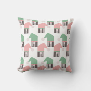 Christmas Gnome Pink Green Festive Cushion