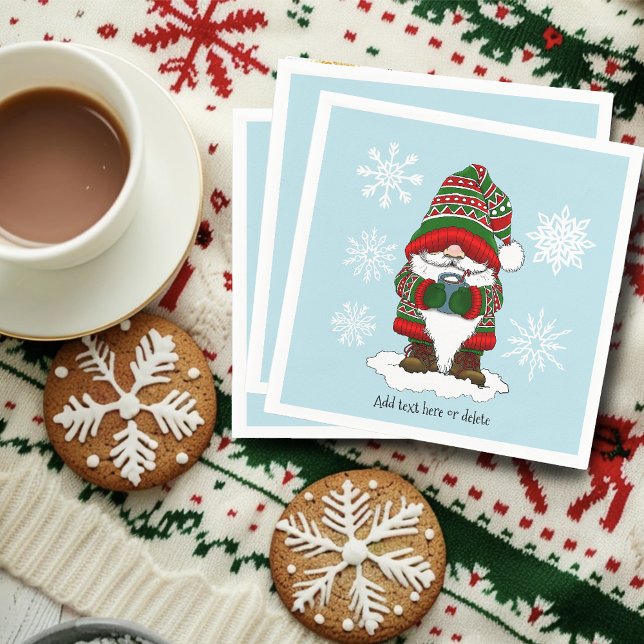 Christmas Gnome Red Green Cute Napkin (Creator Uploaded)