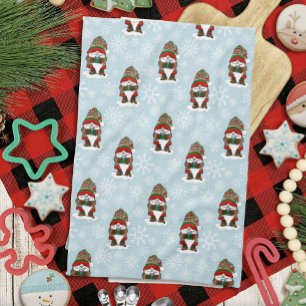 Christmas Gnome Red Green Cute Tea Towel