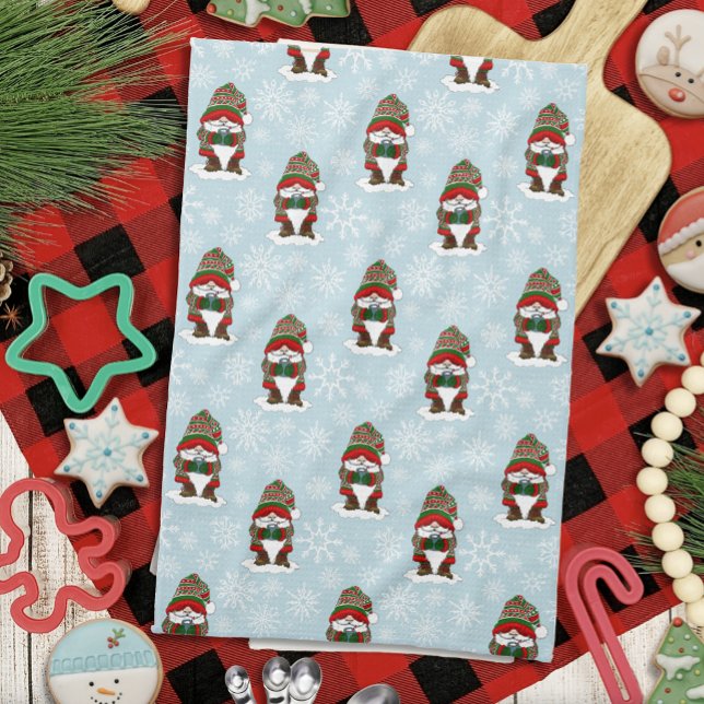 Christmas Gnome Red Green Cute Tea Towel (Creator Uploaded)