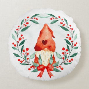Christmas Gnome Round Cushion