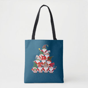 Christmas Gnome Santa Tree Holiday Funny Tote Bag