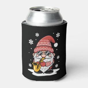 Christmas Gnome Saxophone Sunglasses Snowflake Can Cooler