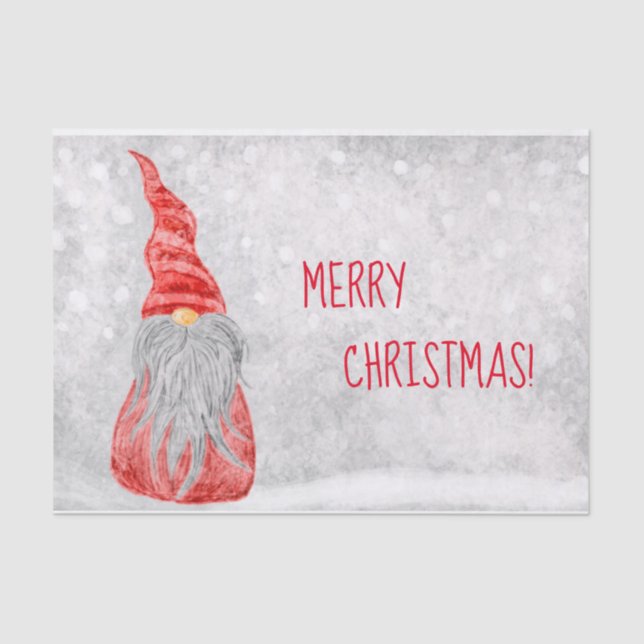 Christmas Gnome Says Merry Christmas! Tissue Paper (Front)