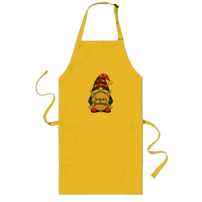 Christmas Gnome Season's Greetings Long Apron (Front)