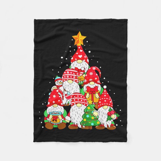 Christmas Gnome Shirt For Family Pajamas Gnome Xma Fleece Blanket (Front)