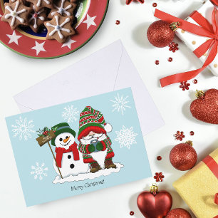 Christmas Gnome Snowman Cute Card