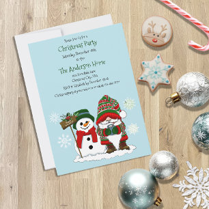 Christmas Gnome Snowman Cute Invitation
