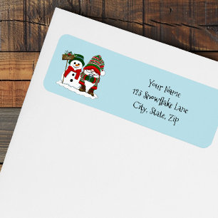 Christmas Gnome Snowman Cute Return Address Label