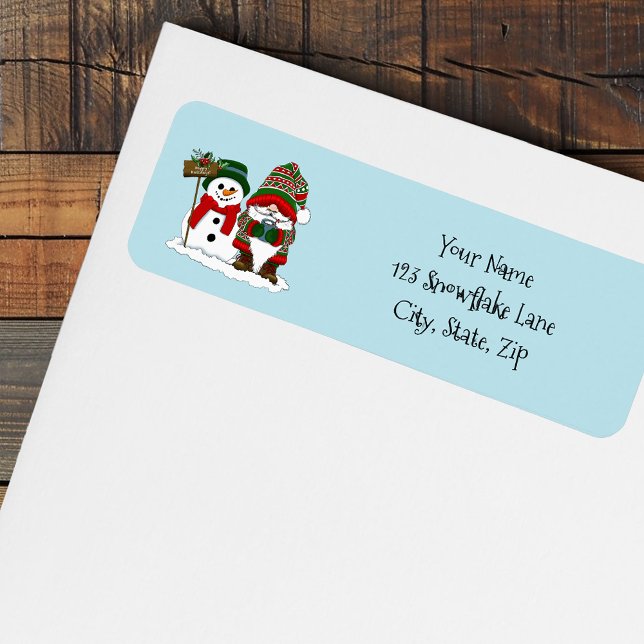 Christmas Gnome Snowman Cute Return Address Label (Creator Uploaded)